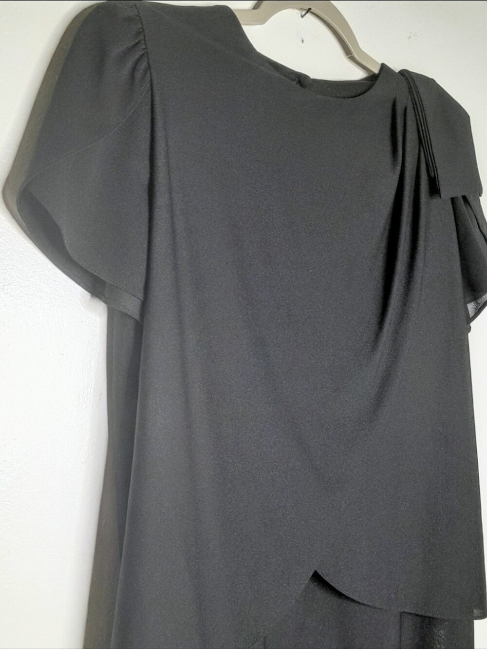 Lady Carol 14 Vintage Black Dress Short Sleeve Sheath Rushing Women's